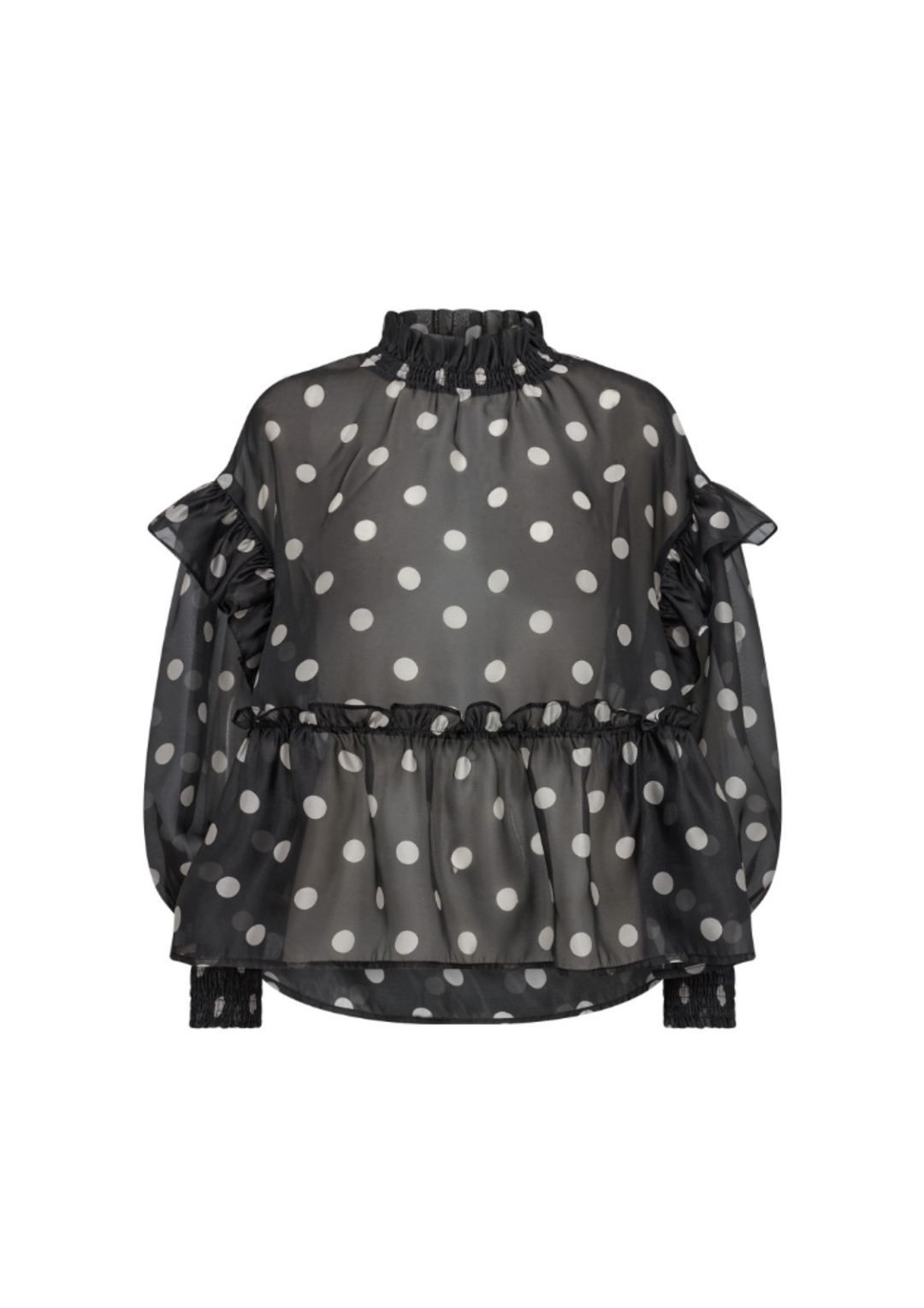 Co' Couture | DrewCC Dot Frill Blouse Black Offwhite