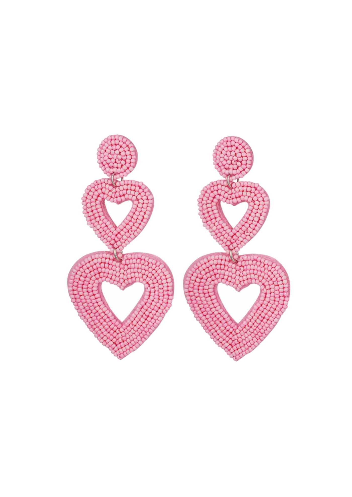 Earrings | Cate Double Heart Pink