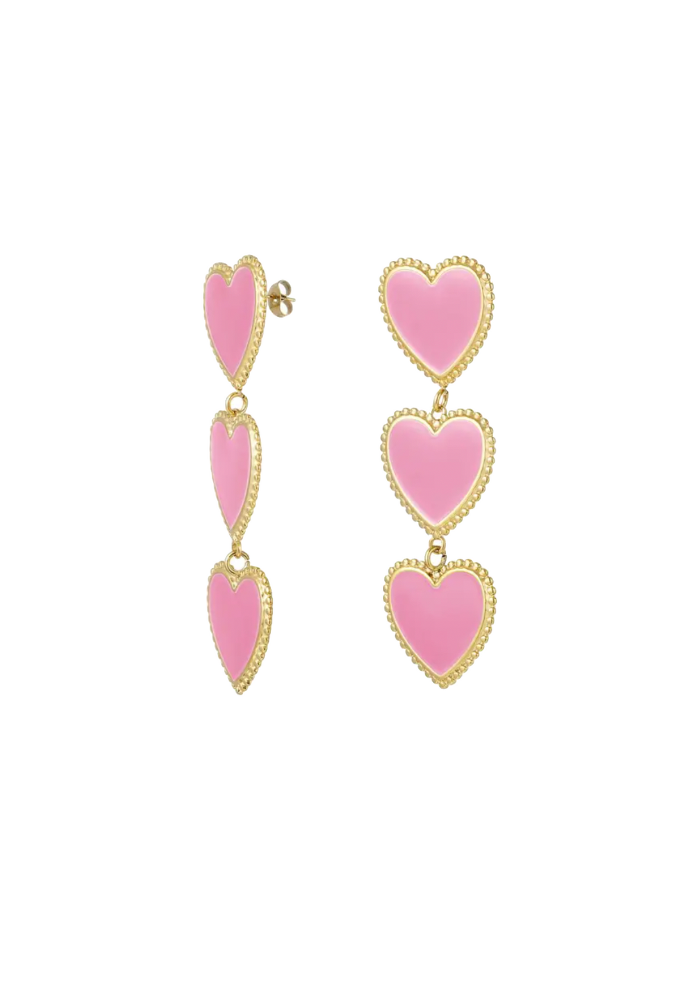Earrings | Coeur Double Heart Pink