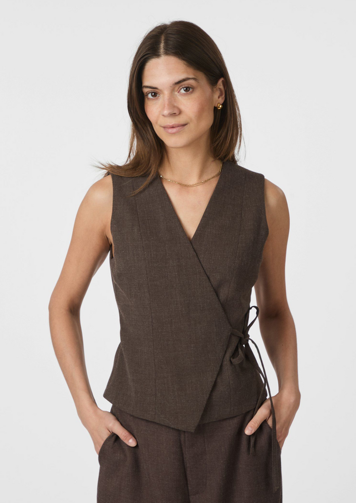Neo Noir | Samara Wrap Waistcoat Brown