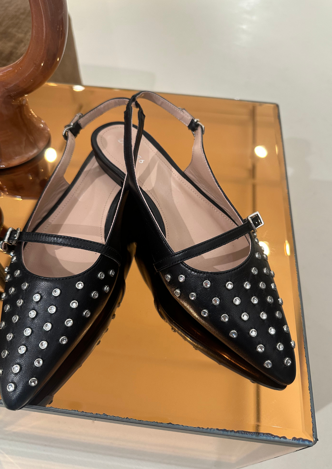 Dante6 | Cinque Studded Leather Flat Slingbacks