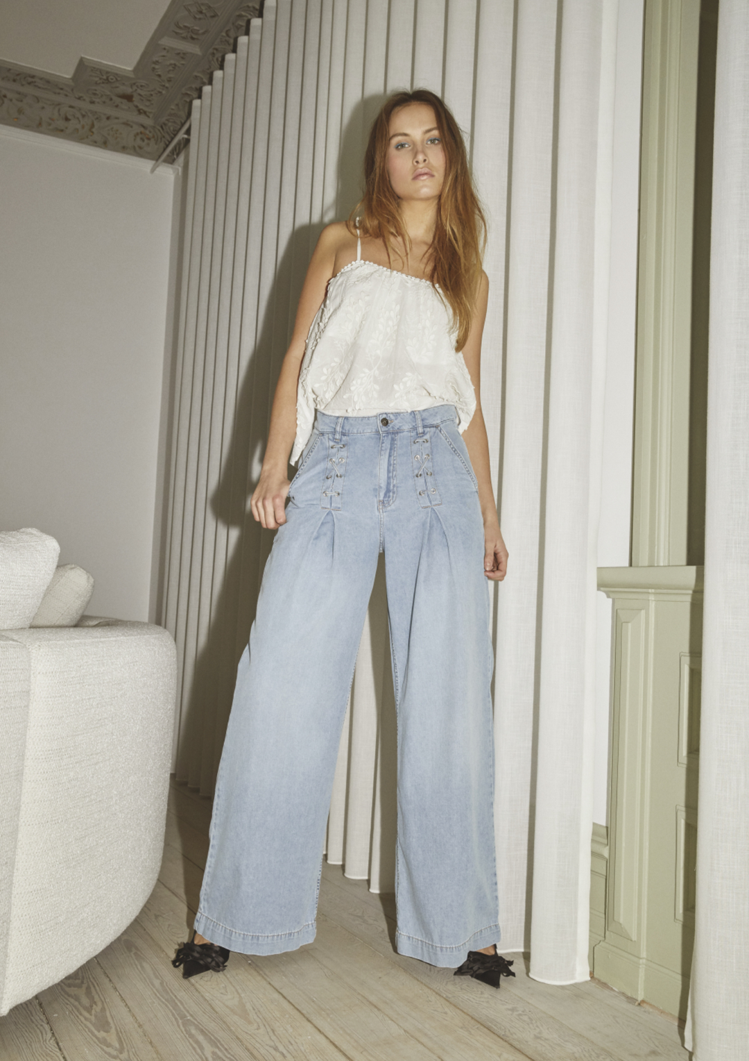 Co' Couture | CindyCC Eyelet Wide LL Jeans