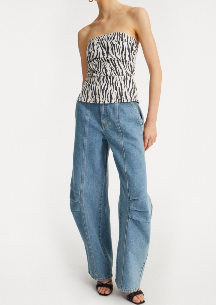 Rotate | Printed Denim Top