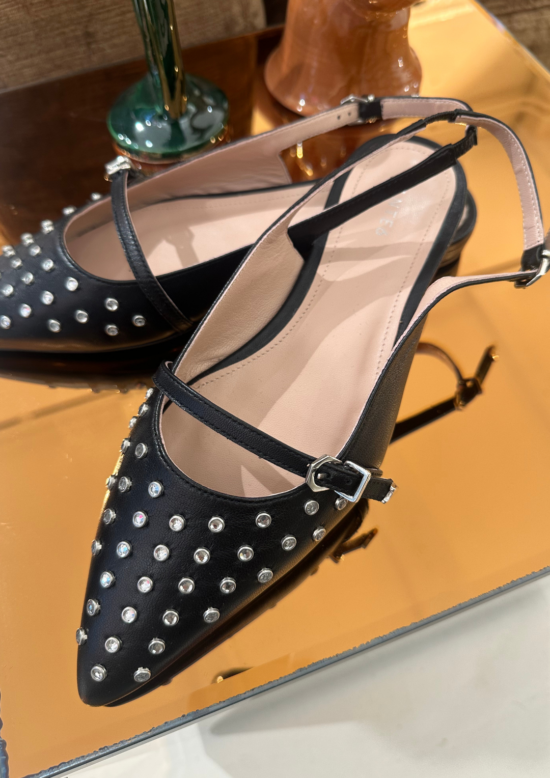 Dante6 | Cinque Studded Leather Flat Slingbacks