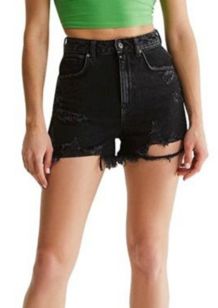 COJ | Naomi Short Black Destroyed knoop eraf