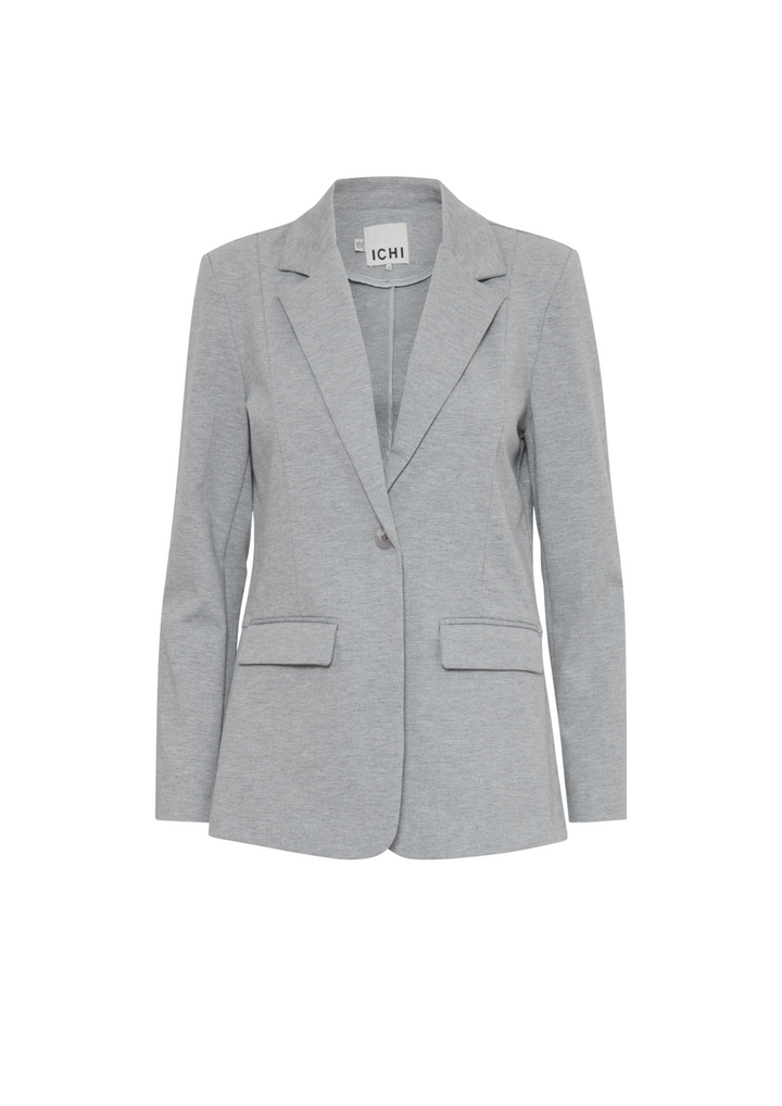 Ichi | Kate Sus Long Blazer Grey Melange