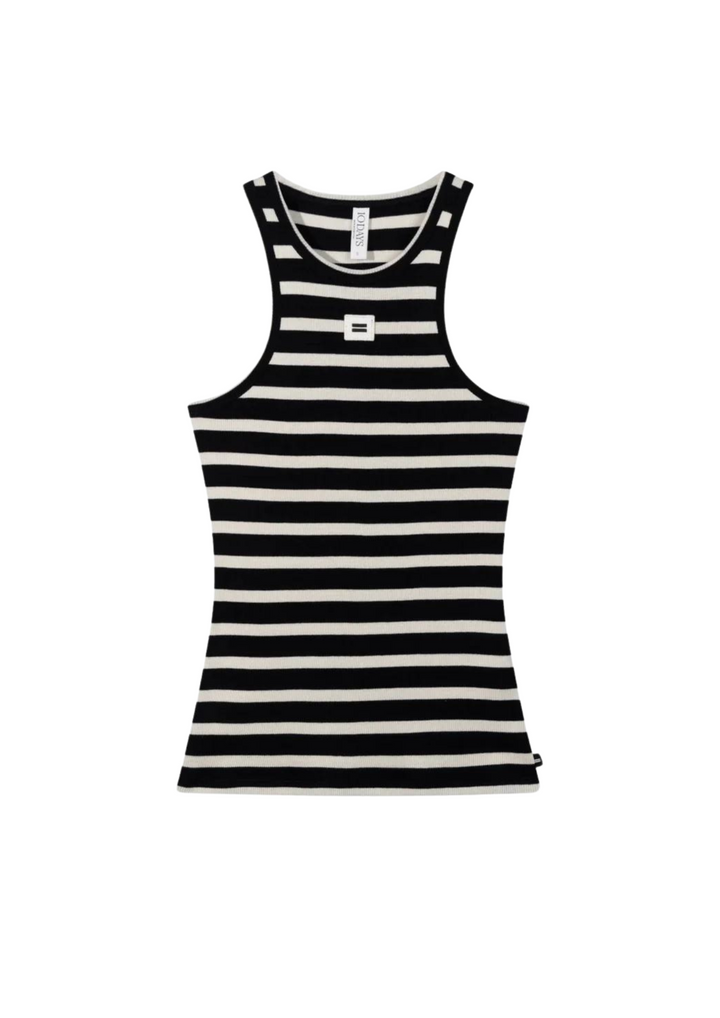 10 Days | Tank Top Rib Stripes / GOTS Black/Light Natural