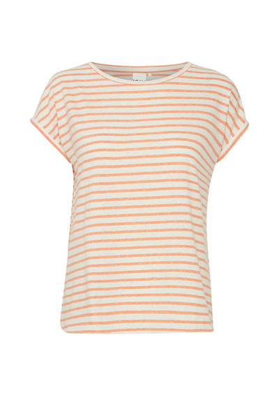 Ichi | Yulietta SS9 T-Shirt Coral Rose Stripe