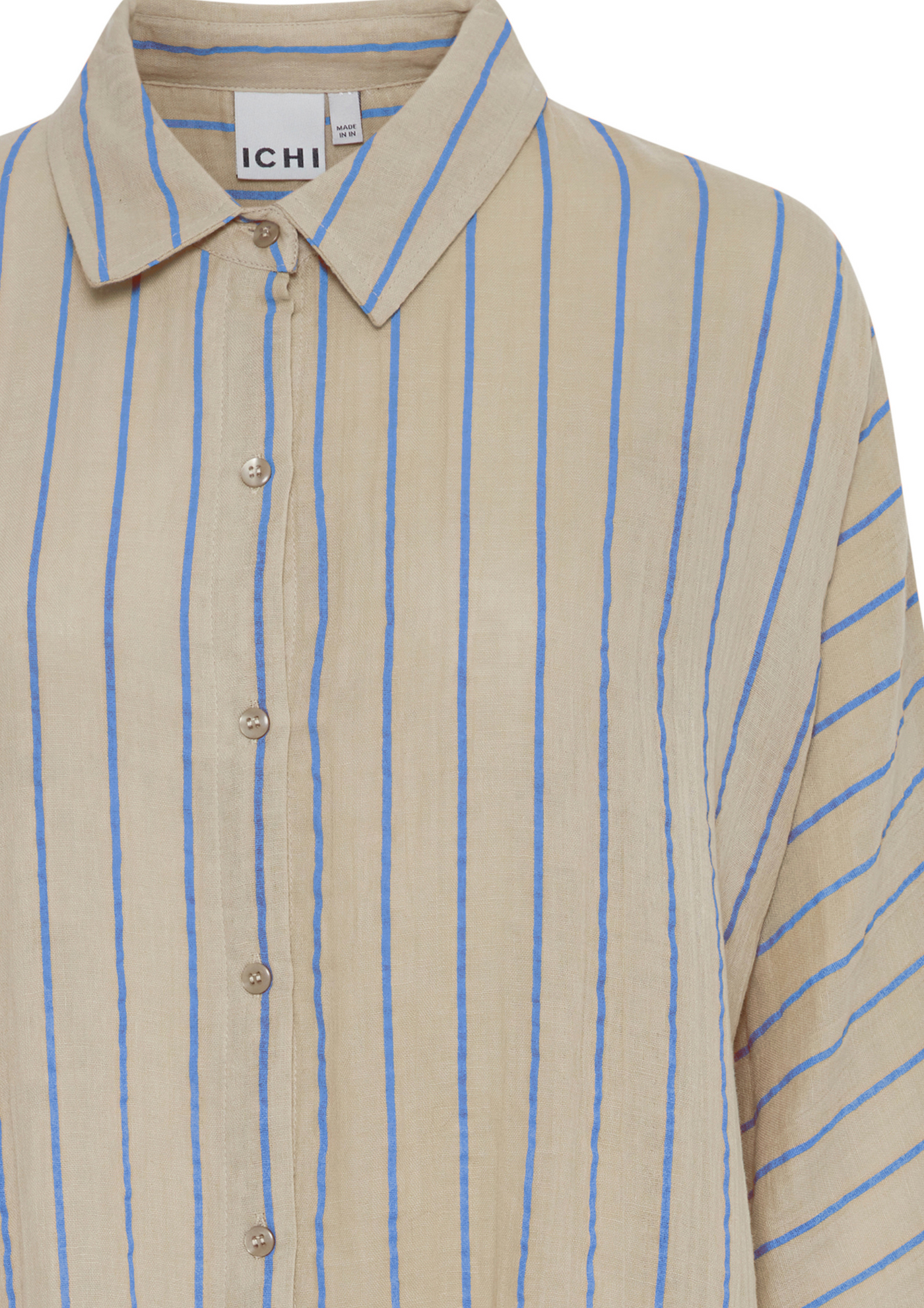 Ichi | Foxa Striped Beach Shirt Doeskin / Della Blue Stripe