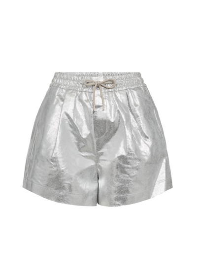 Co' Couture | PhoebeCC Crackle Leather Shorts Silver