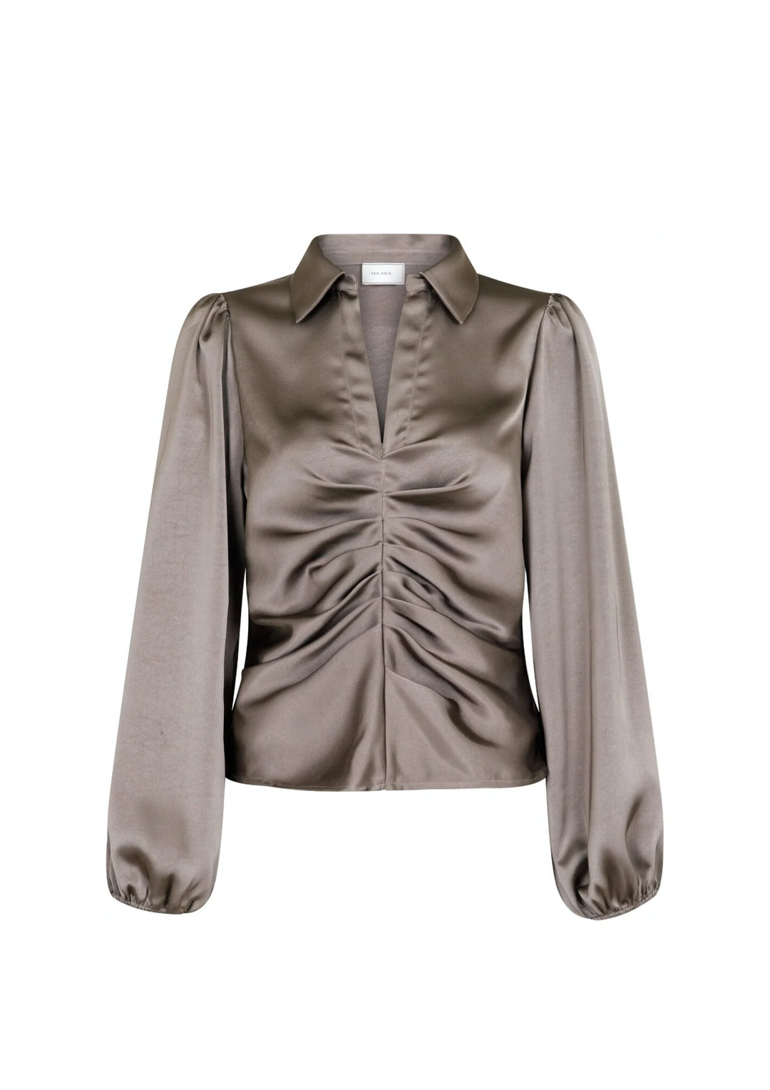 Neo Noir | Mille Heavy Sateen Blouse Warm Grey