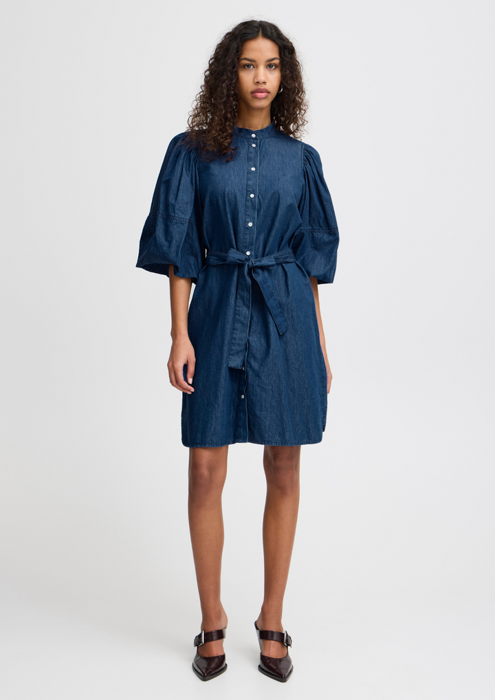 Ichi | Borgie Dress Washed Dark Blue