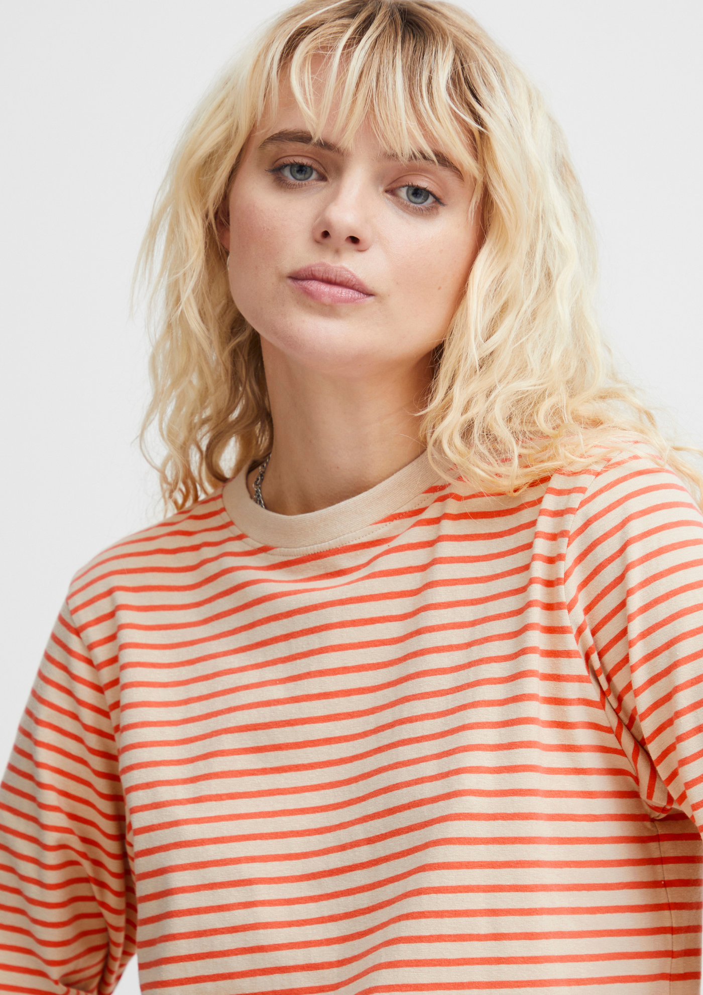 Ichi |Mira LS2 T-Shirt Hot Coral Stripe