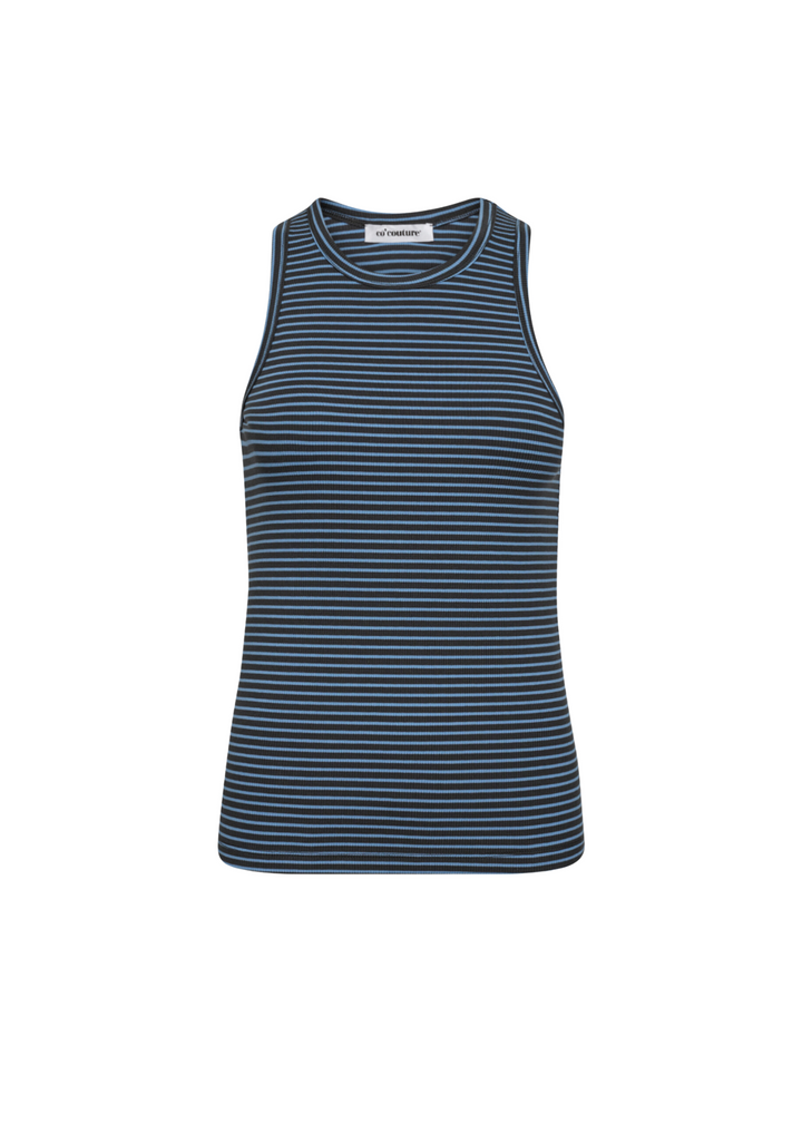 Co' Couture | SaraCC Stripe Rib Top Blue