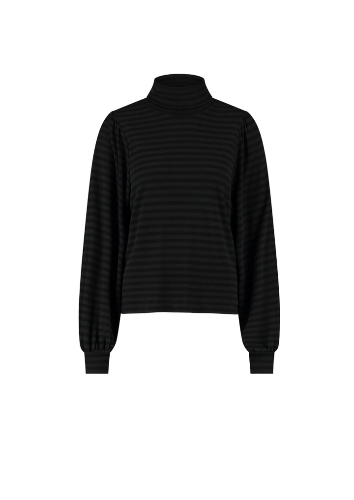 By Bar | Jojo Roll Melange Stripe Top Jet Black