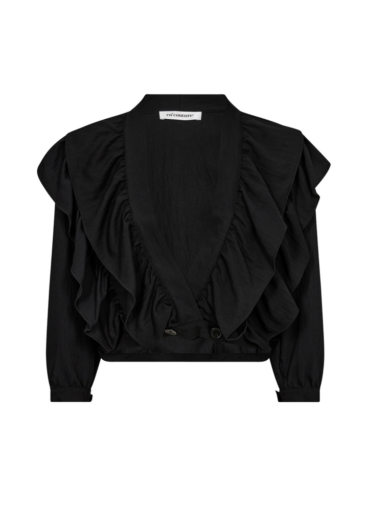 Co' Couture |  SuedaCC Frilly Blouse Black